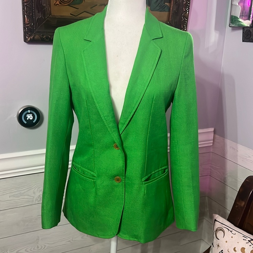 Vintage Oscar de la Renta Like Green Blazer SMALL - Picture 2 of 8